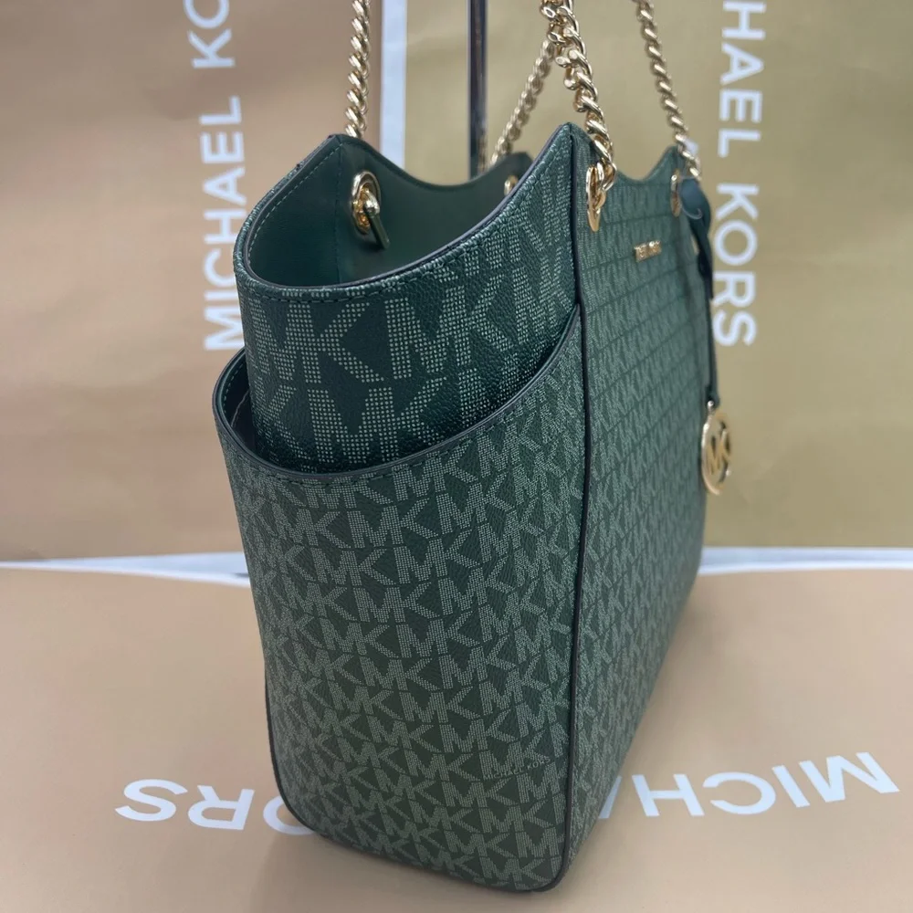MICHAEL KORS
Jet Set Travel Large Signature Chain Shoulder Tote Bag
Moss
NWT - Picture 3 of 16